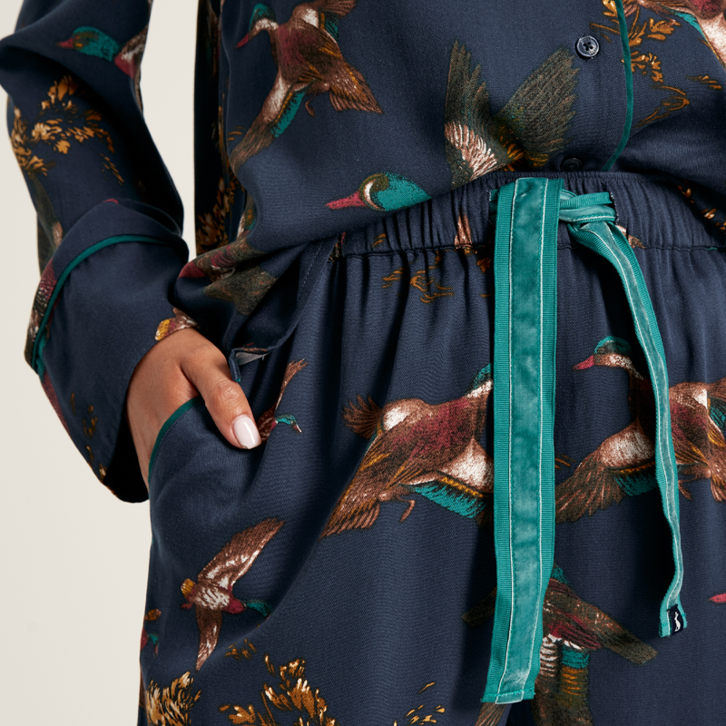 Joules Alma Nightwear Set - Navy Bird Print-3